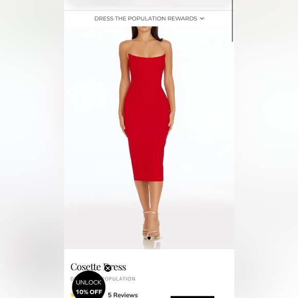 Red Sheath Midi Dress for Cocktail - Picture 4 of 6